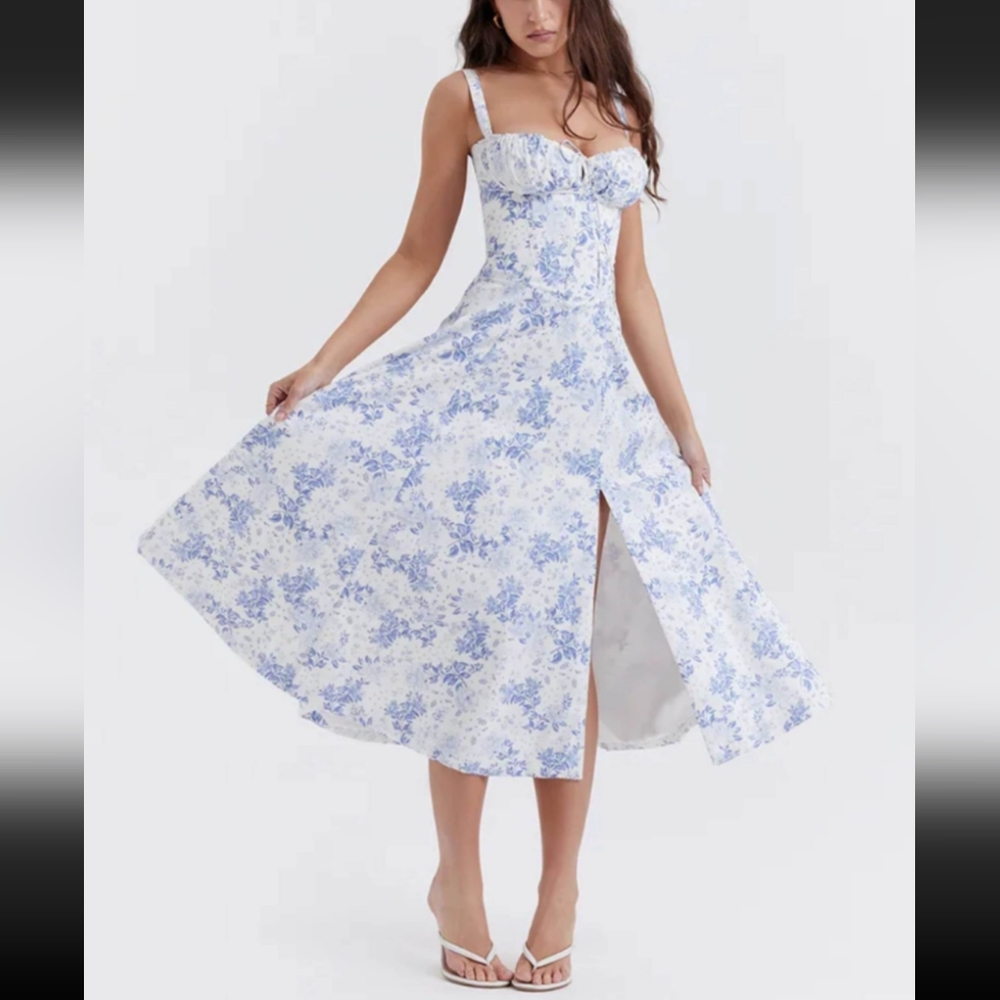 Floral Corset Midi Dress